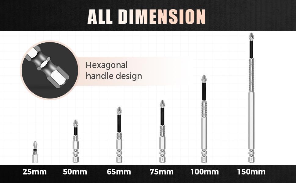 High Magnetic Screwdriver Drill Bit Set, 2025 New Upgraded Anti Slip Strong Magnetic Electric Screwdriver Set Alloy Steel for Impact Driver (6 Pcs)