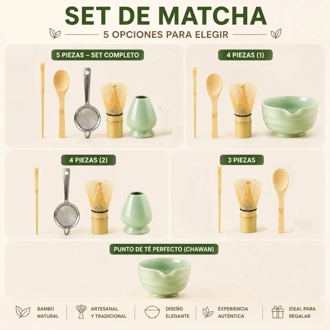 Bamboo Matcha Whiskey Set, Includes Filter, Spoon, Sieve, Rack, Perfect for Matcha Tea Ceremony, Ideal Beginner Kit, Matcha Tool Set
