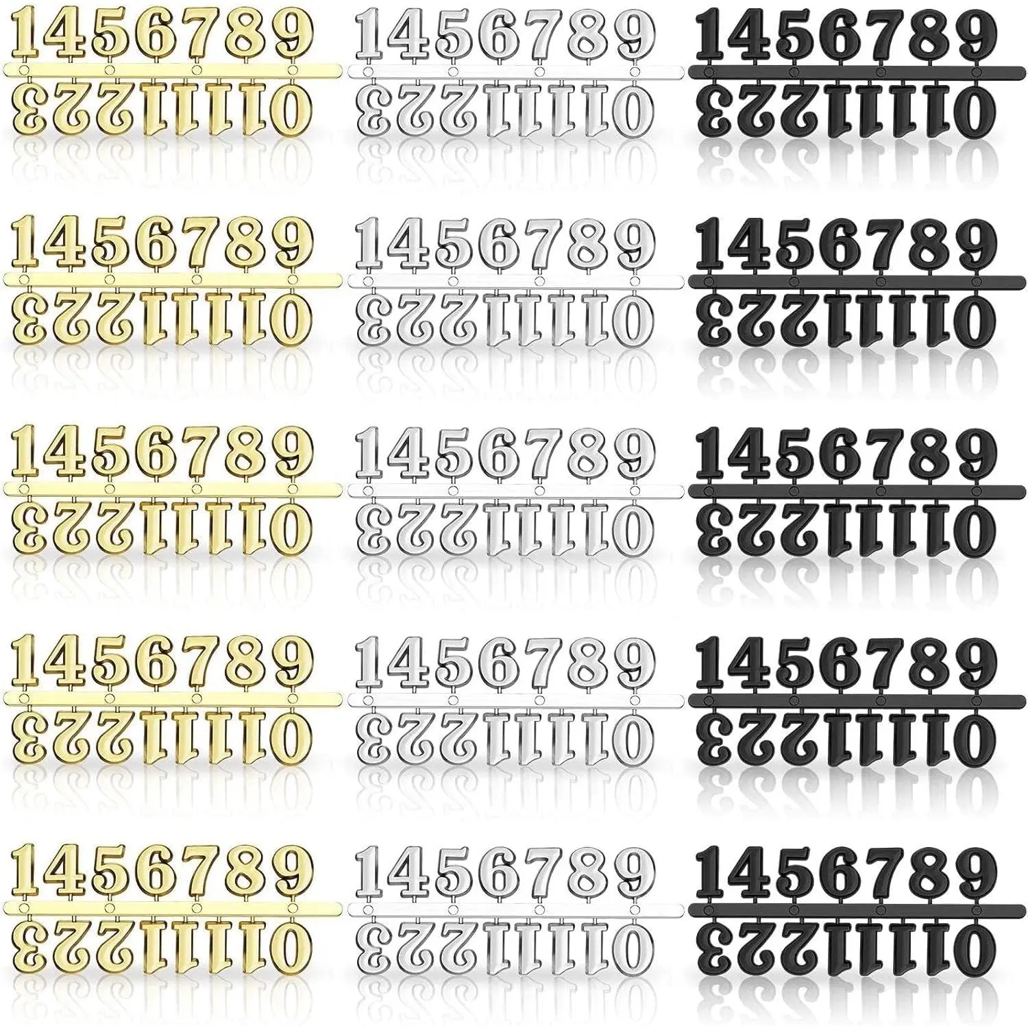 15 Pcs 0.8 Inch DIY Arabic Clock Numerals Kit in Black Silver Gold, Replacement Parts for Wall Clock Repair, Home Art Decor and DIY Craft Clock Projects