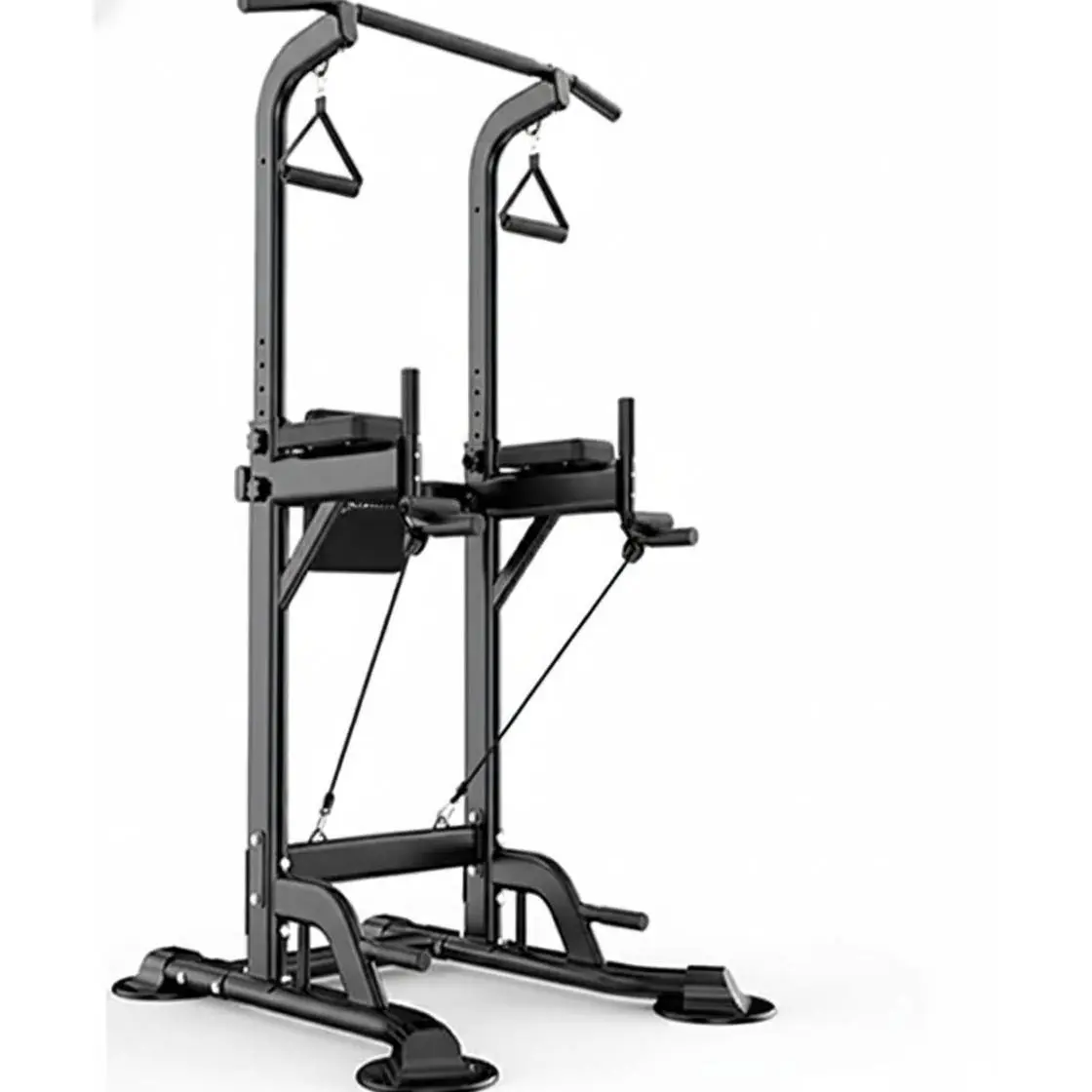 Gaomon Freestanding Metal Frame Power Tower Dip Station - Adjustable Pull Up Bar with Backrest, Resistance Bands, Functional Unisex Strength Train Equipment for Home Gym