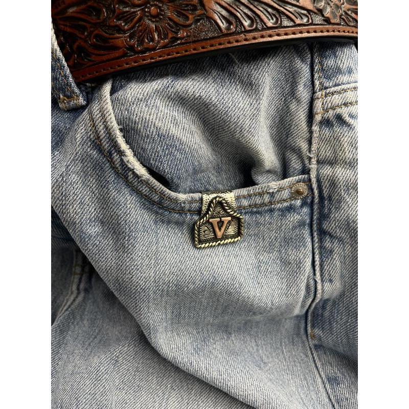 Handmade Cow Tag Belt Key Holder with Copper Initial. Custom Made. Texas-Based. Fashion Jewelry Accessories