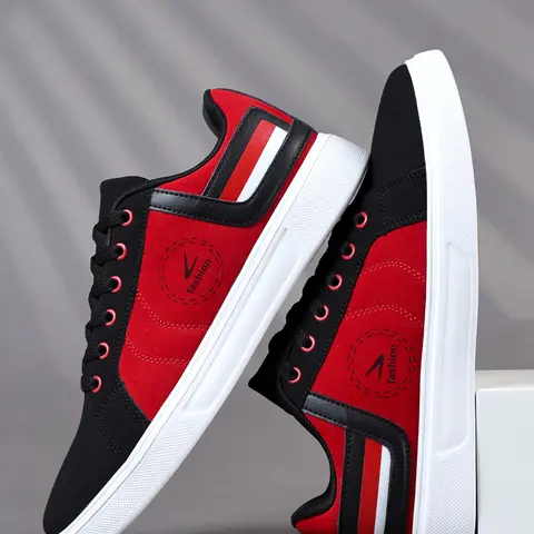 Men's Low Top Sneakers, Everyday Casual Sneakers, Casual Outdoor Sport Shoes, Comfortable Breathable Laces, Multi-Color Patchwork, Walking Shoes for All Seasons