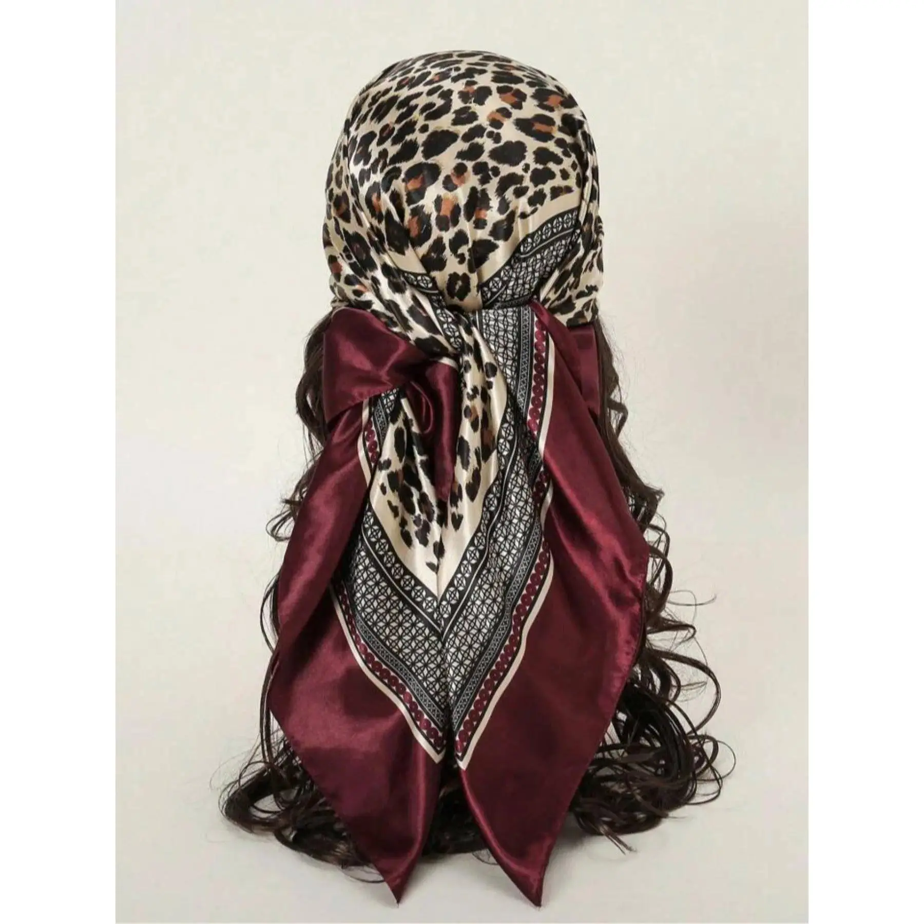 Women's Elegant Leopard Print Square Scarf, Soft Comfortable Multifunctional Scarf, Fashionable Hair Accessories for Women & Girls