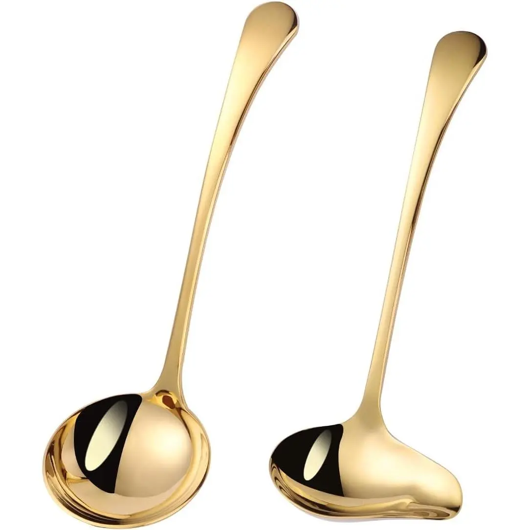 1-Piece Sauce Ladle and 1-Piece Gravy Ladle, 18/10 Stainless Steel, Dishwasher Safe(Gold)