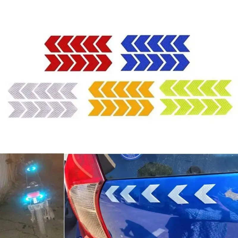 10pcs Bike Reflector Sticker, Arrow Reflective Self Adhesive Tape, Car Motorcycle Bicycle Decal, Safety Cycling Film Accessories