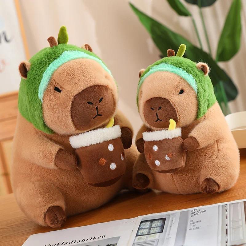 Capybara Plush Toy Simulation Capibara Unicorn Dinosaur Dress Boba Bread Fruit Food Decor Birds Bubble