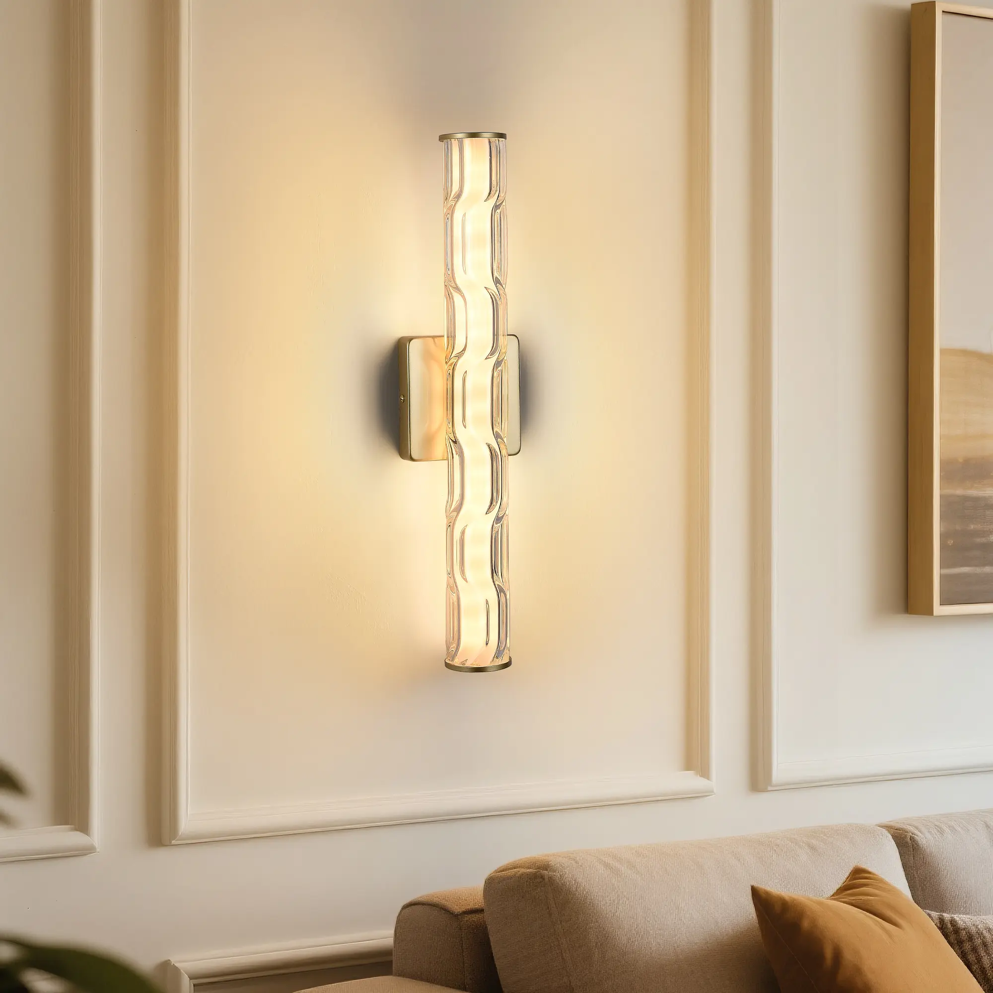 Modern Gold Crystal Wall Sconces Set of 2, 19.7" Bathroom Vanity Lights, K9 Crystal Wall Light Fixtures for Bedroom, Hallway & Living Room