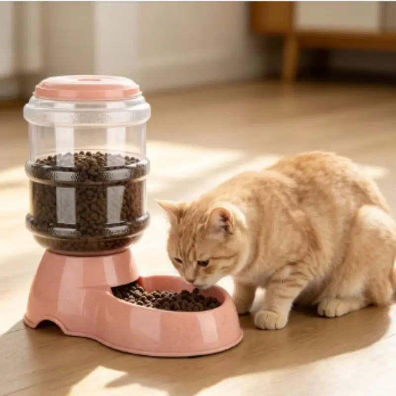 Large Capacity Automatic Pet Feeder and Water Dispenser, Gravity Pet Feeding Station, Durable Plastic for Small and Medium Pets, No Batteries Required