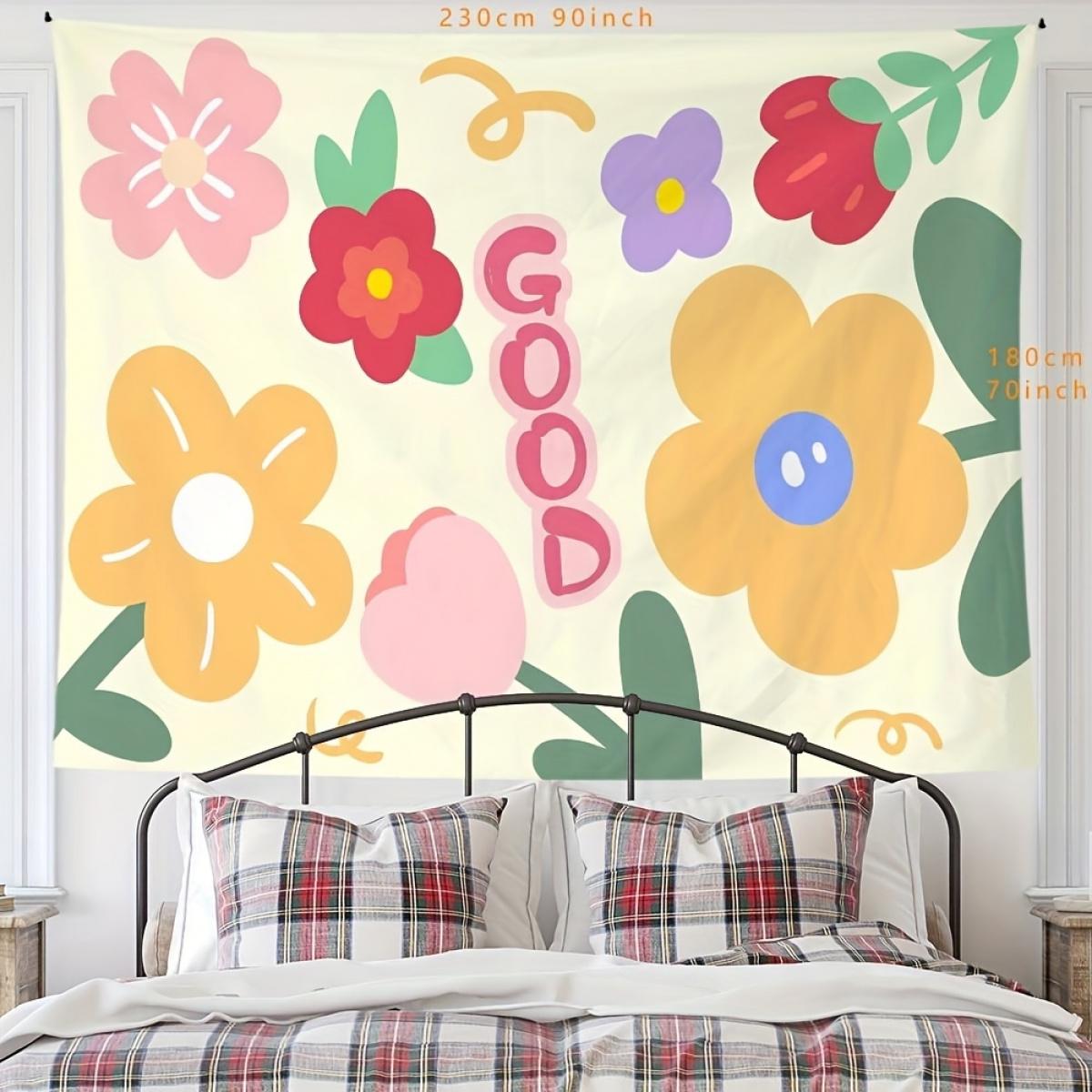 1pc "Light and breathable flower-patterned cotton velvet tapestry, suitable for elegant and simple room decoration with a beautiful and artistic touch. It is a lovely and environmentally friendly fabric background for birthday party decorations." funny