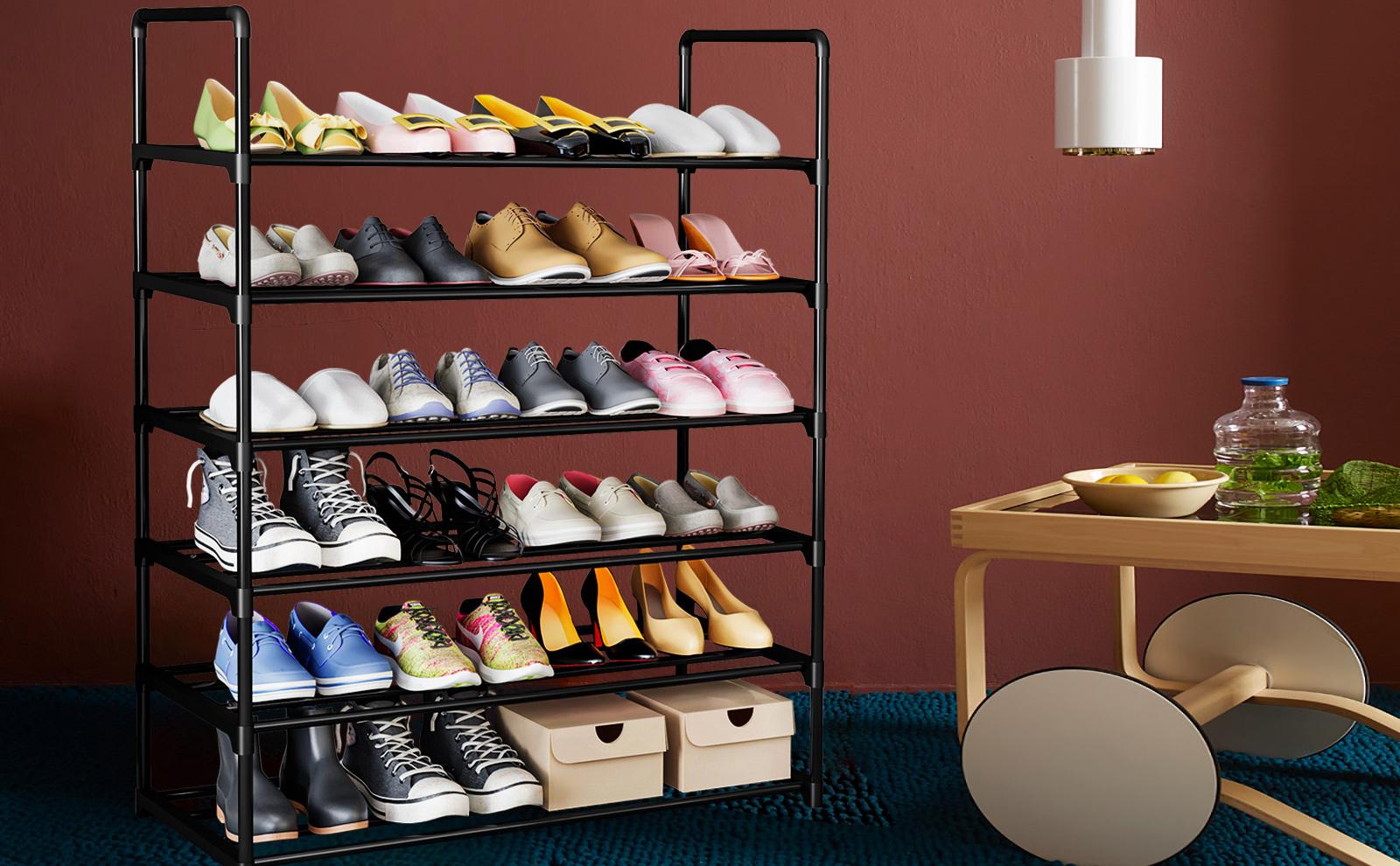 Sturdy 4-Tier Metal Shoe Rack - Stackable Organizer for Closet Entryway & Bedroom - Holds 30-36 Pairs - Multicolor Footwear Storage Shelf