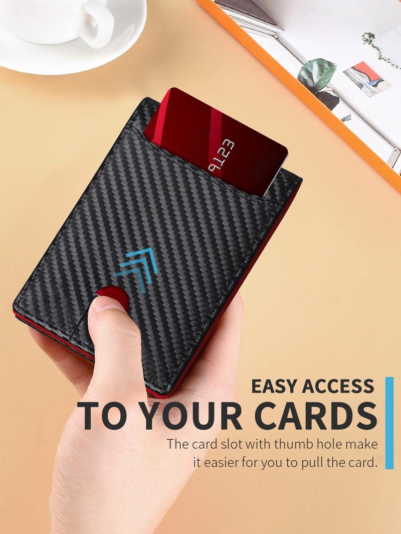 Men's Slim Fit RFID Blocking Microfiber Leather Wallet, Large Capacity Design, 9 Credit Card Slots, Business Style, All Seasons Use