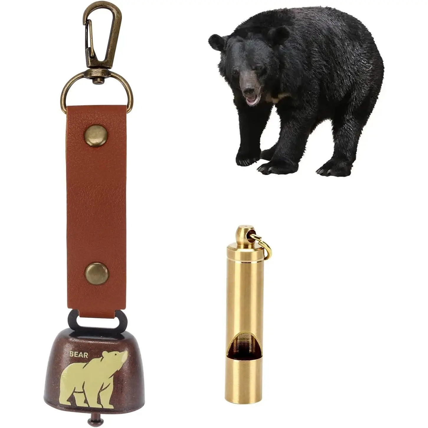 Loud Bear Bells with Magnetic Silencer and Emergency Survival Whistle, Portable Bear Deterrent Bells for Hiking Camping Backpacking Outdoor Adventures, Anti-Bear Warning Bell for Hikers Campers
