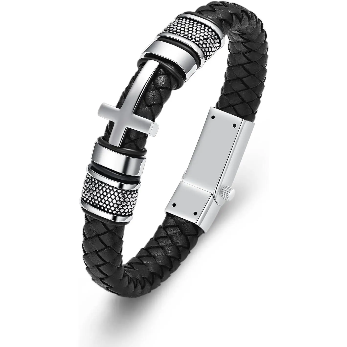 Cremation  Bracelet With Stainless Steel Cylinder Urn For Ashes - Black/Brown  Memorial Bangle Bracelet For Men Women Quality Clasp Open