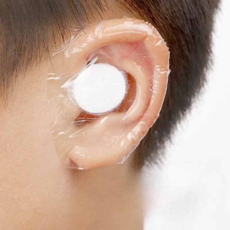 Disposable Transparent Waterproof Ear Patches with Cotton Pads, Leak Proof Ear Protection Barrier for Bathing, Swimming & Hair Washing, Gentle Ear Canal Protector for Adults