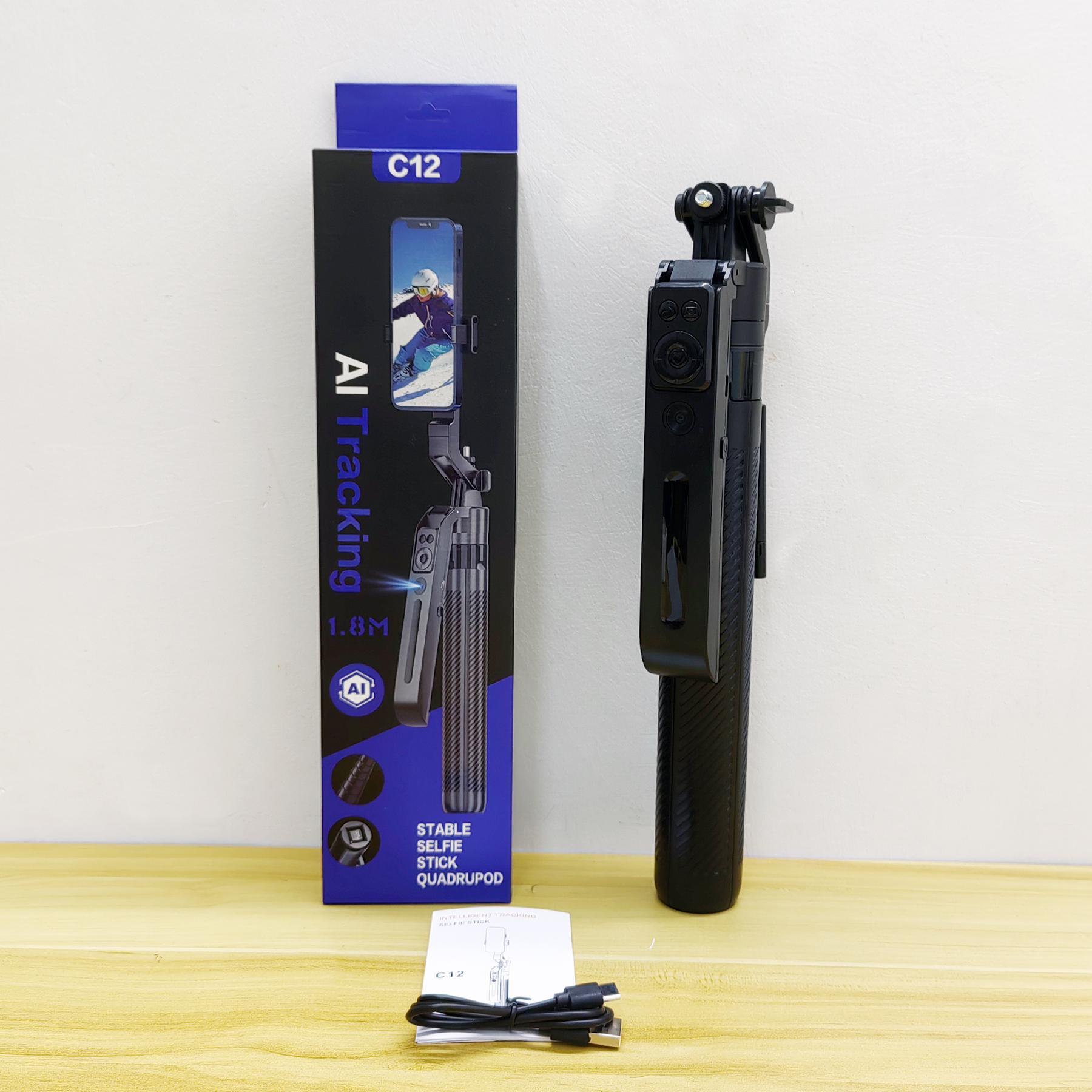 360° Rotatable Selfie Stick Tripod Stabilizer, Automatic Face Tracking Phone Holder with Remote Control, Smart Shooting Phone Holder for Video Vlog Live