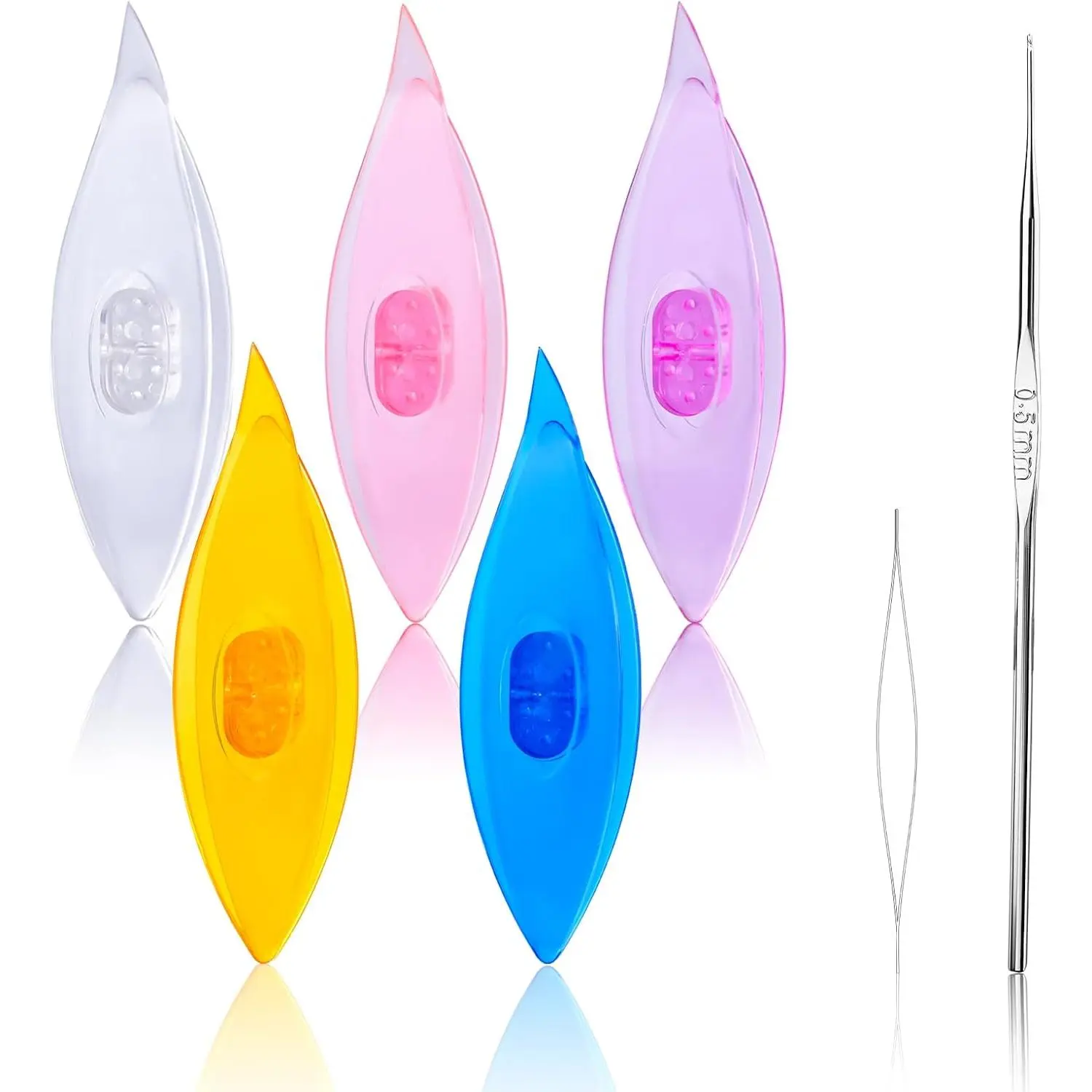 Tatting Shuttle Kit, 5 count Tatting Shuttle Kit for Beginners | Beading , Crochet Hooks, Knitting , Big Eye  for DIY Hand Lacemaking Craft Tool