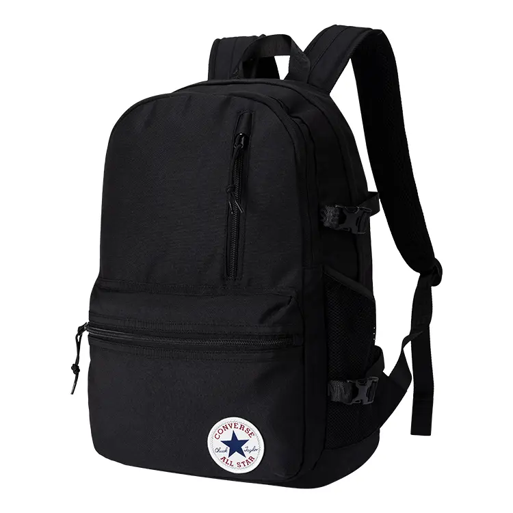 Converse 17L Sporty Casual Backpack for Men and Women – Polyester, Zip Closure, Classic Black
