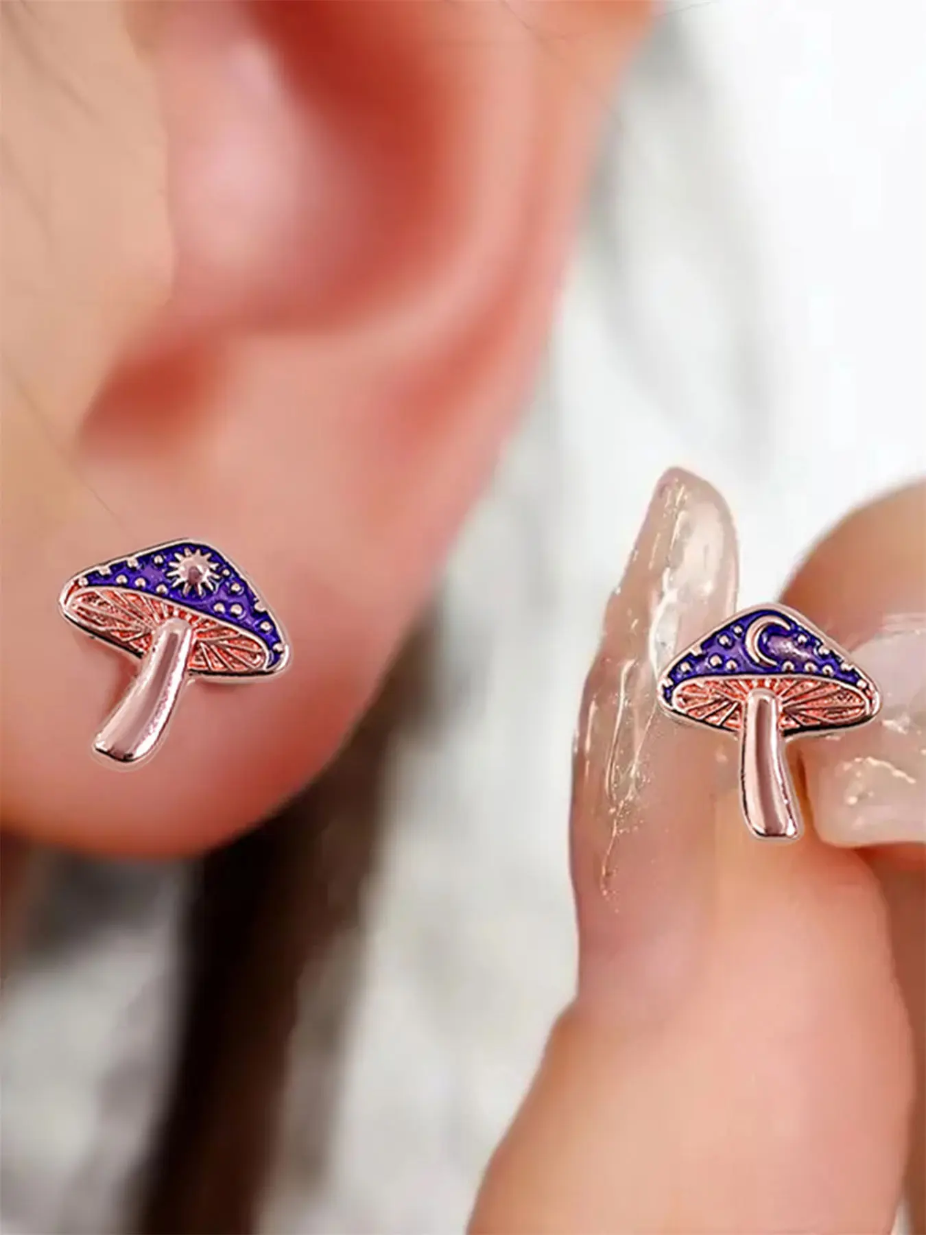 1 Pair Cute Mushroom Shaped Stud Earrings For Women For Wedding Engagement Anniversary Party Jewelry Valentine's Day Gift