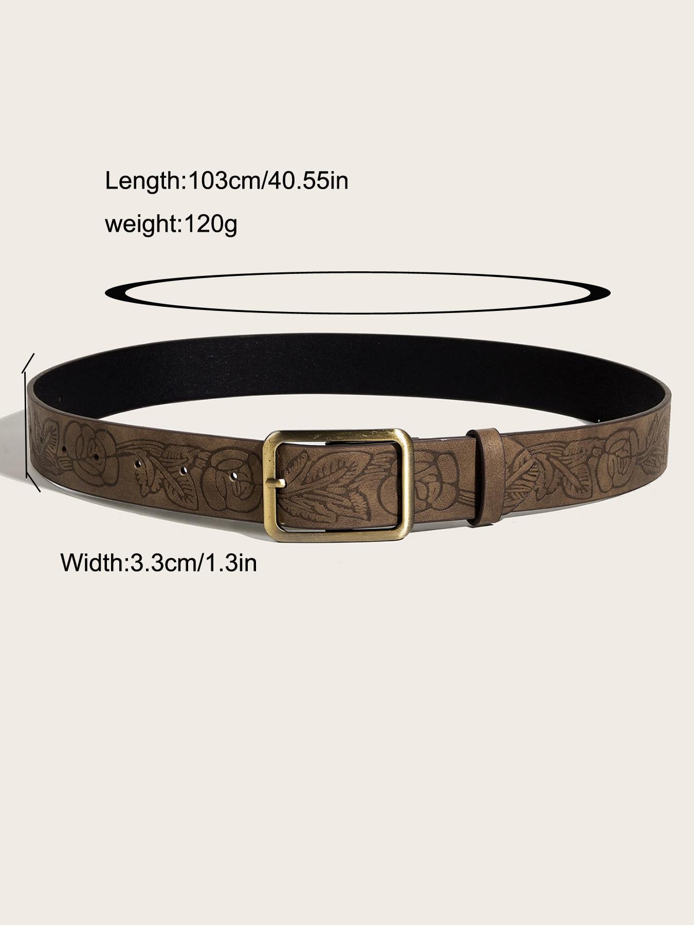 Simple Rectangle Metal Buckle Belt Vintage Printed Brown PU Leather Waistband Unisex Jeans Pants Decoration Belt Trendy Belt Pu Leather Belts Fashion Vintage Belts