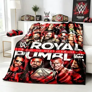 WWE Wrestling Fan Flannel Blanket, Sports Champion Plush Throw Blanket for Adults & Kids, Ultra Soft Cozy Warm Fleece Blanket for Sofa Bed Couch Living Room Travel Home Decor Gift