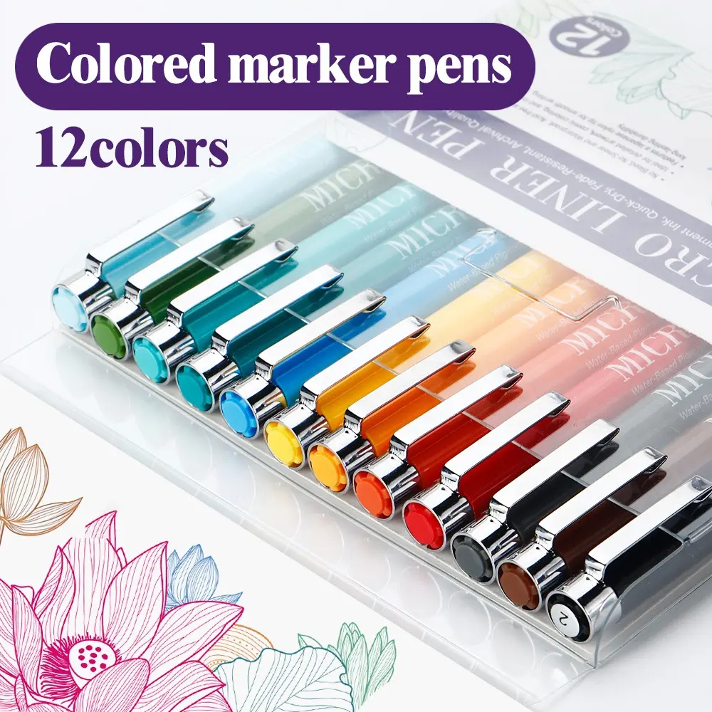 12-color Technical Drawing Pen for Sketching, Outlining, and Art Cartoon Drawing with Sketching Pen