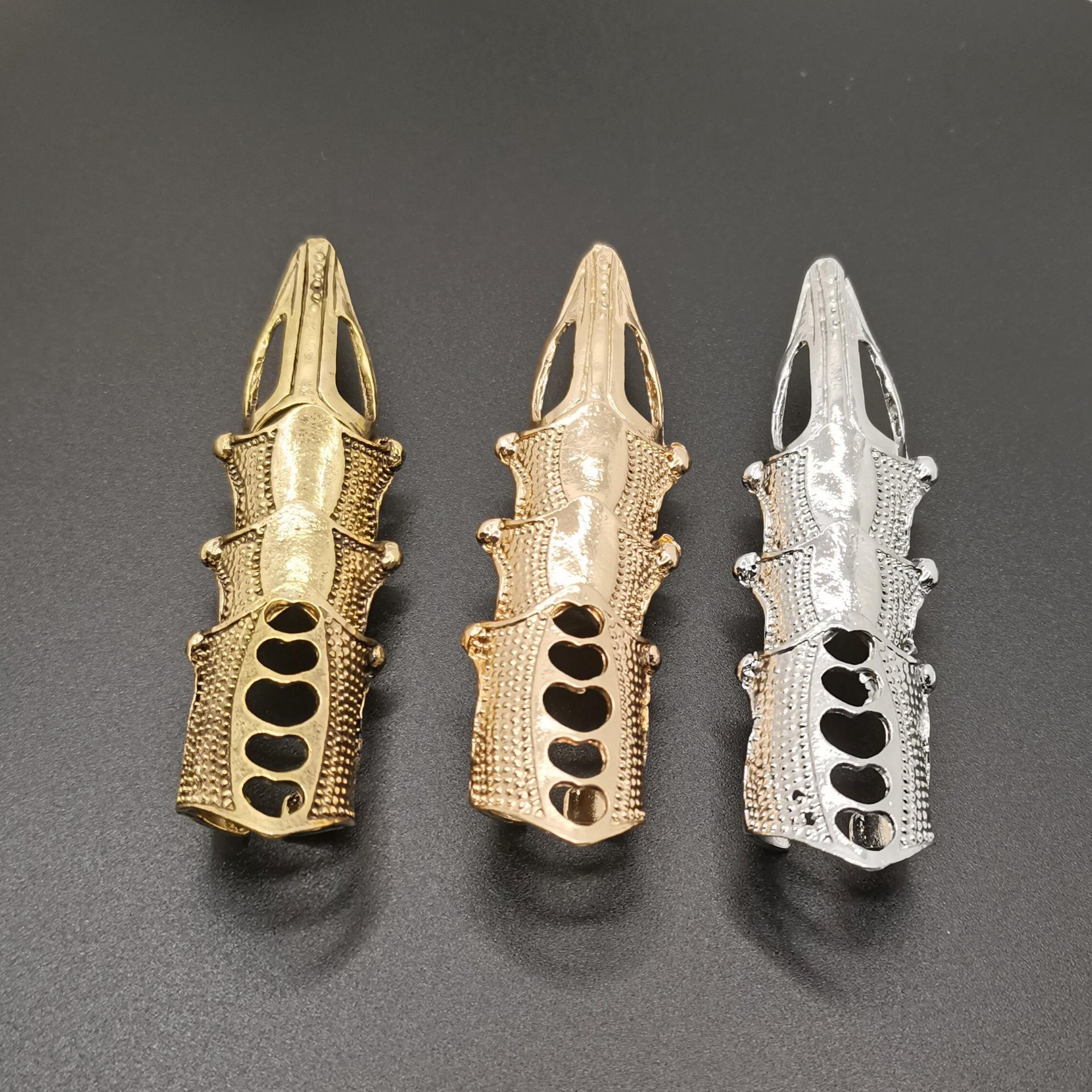 Gothic Skeleton Hand Ring Bracelet – Punk Armor Finger Jewelry for Women