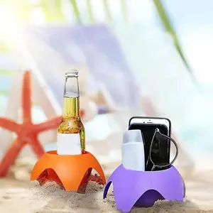 5-Piece Portable Beach Tray Cup Set for Pool, Picnic, Outdoor Parties, Sand-Proof Drink Mat with Non-Slip Base Holding Cups, Bottles, Phones & Keys, Durable Lightweight Plastic