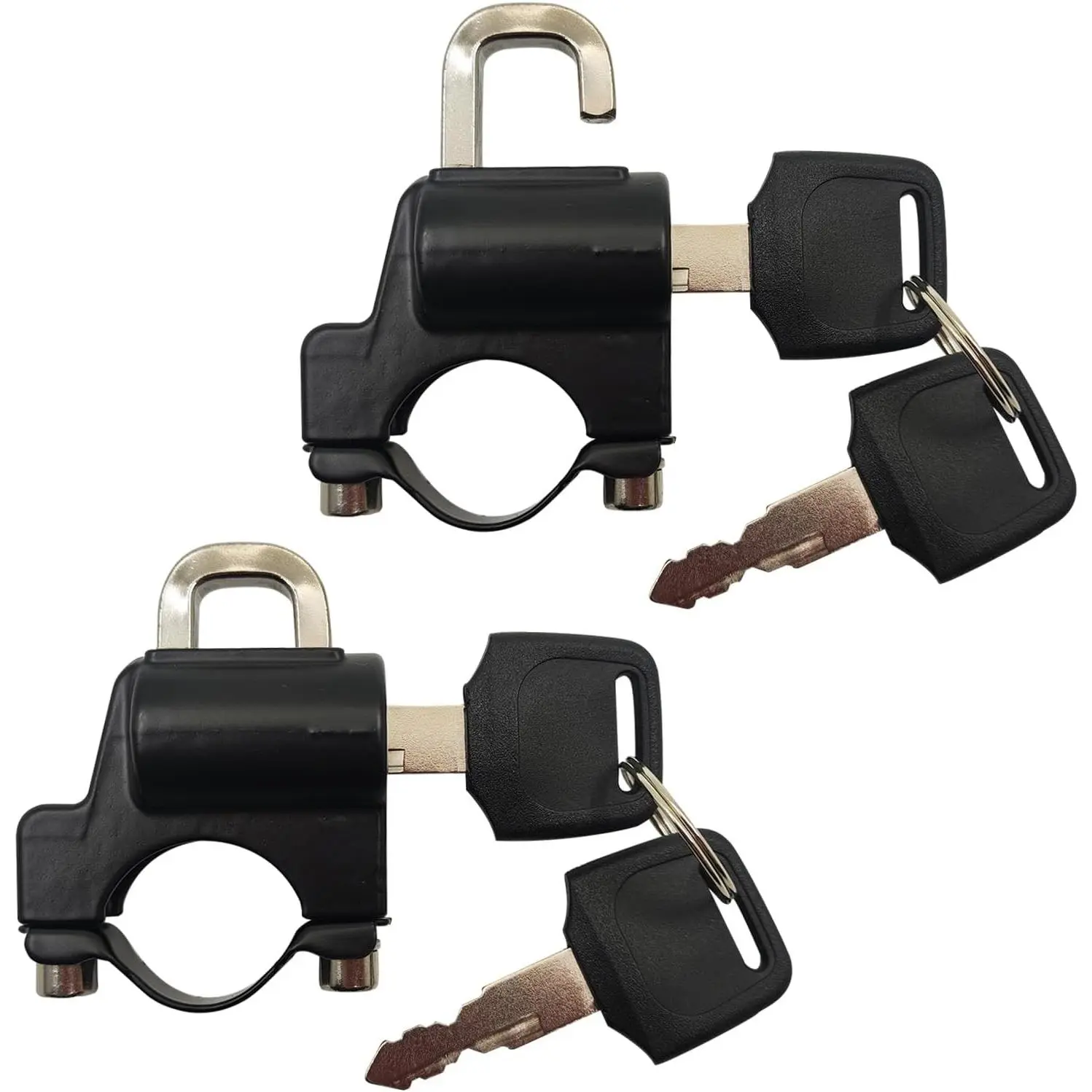 Handlebar Helmet Lock 7/8" for Motorcycle Universal Anti-Theft Key Padlock for Bike Motorbike Safety Helmet Lock 2 Pcs Pack Black HK301
