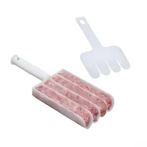 2026 New White 4-Cavity Meatball Maker, Multifunctional Scoop with Cutting Spade, for Meatballs, Fish Balls, Burgers & Ice Cream