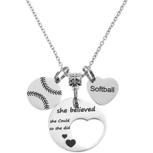 Softball Pendant Necklace Sport Jewelry Softball Gifts for Women