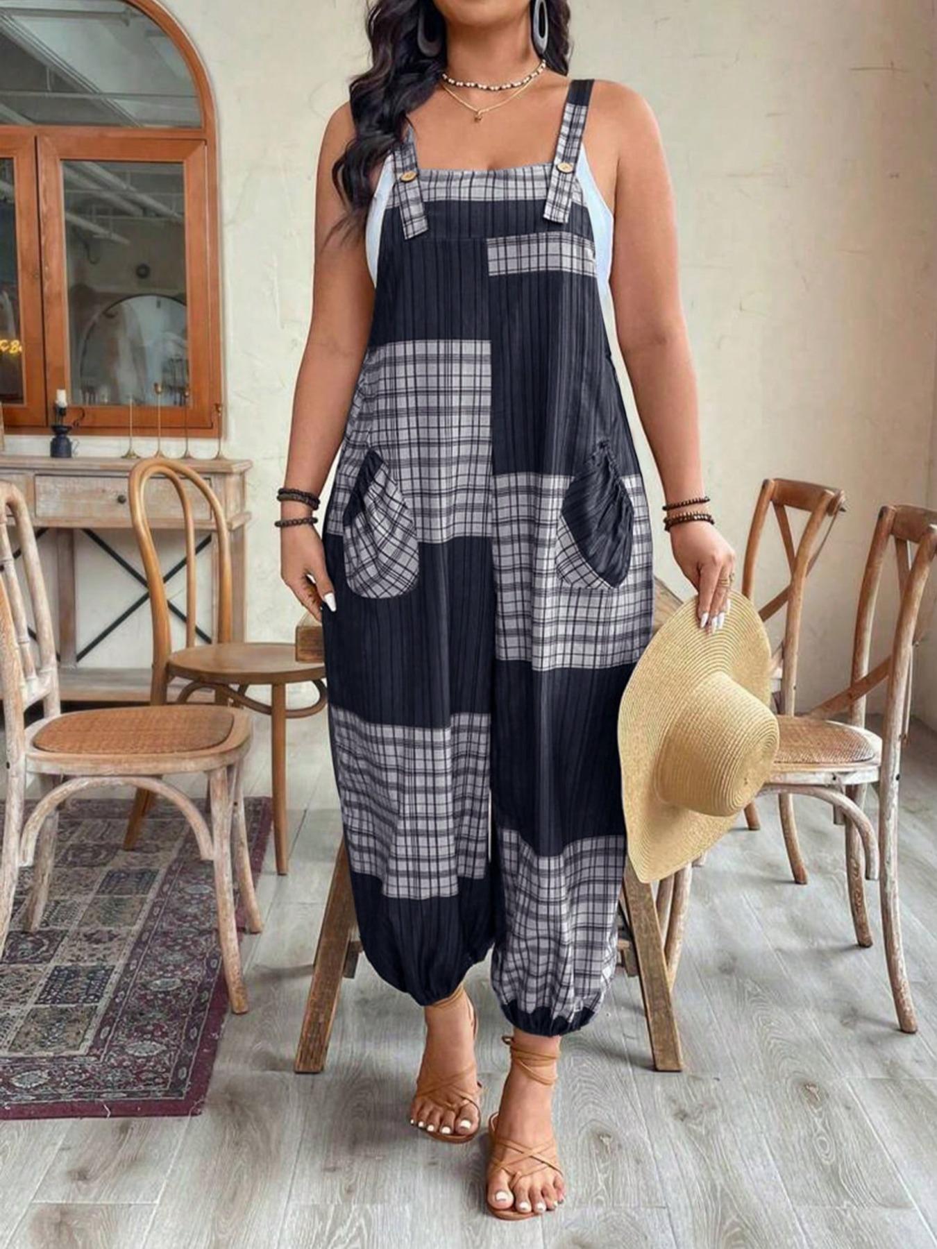 【Plus Size】Jumpsuit, Casual Comfy Sleeveless Jumpsuit for Daily Wear, Women's Plus Clothing for All Seasons