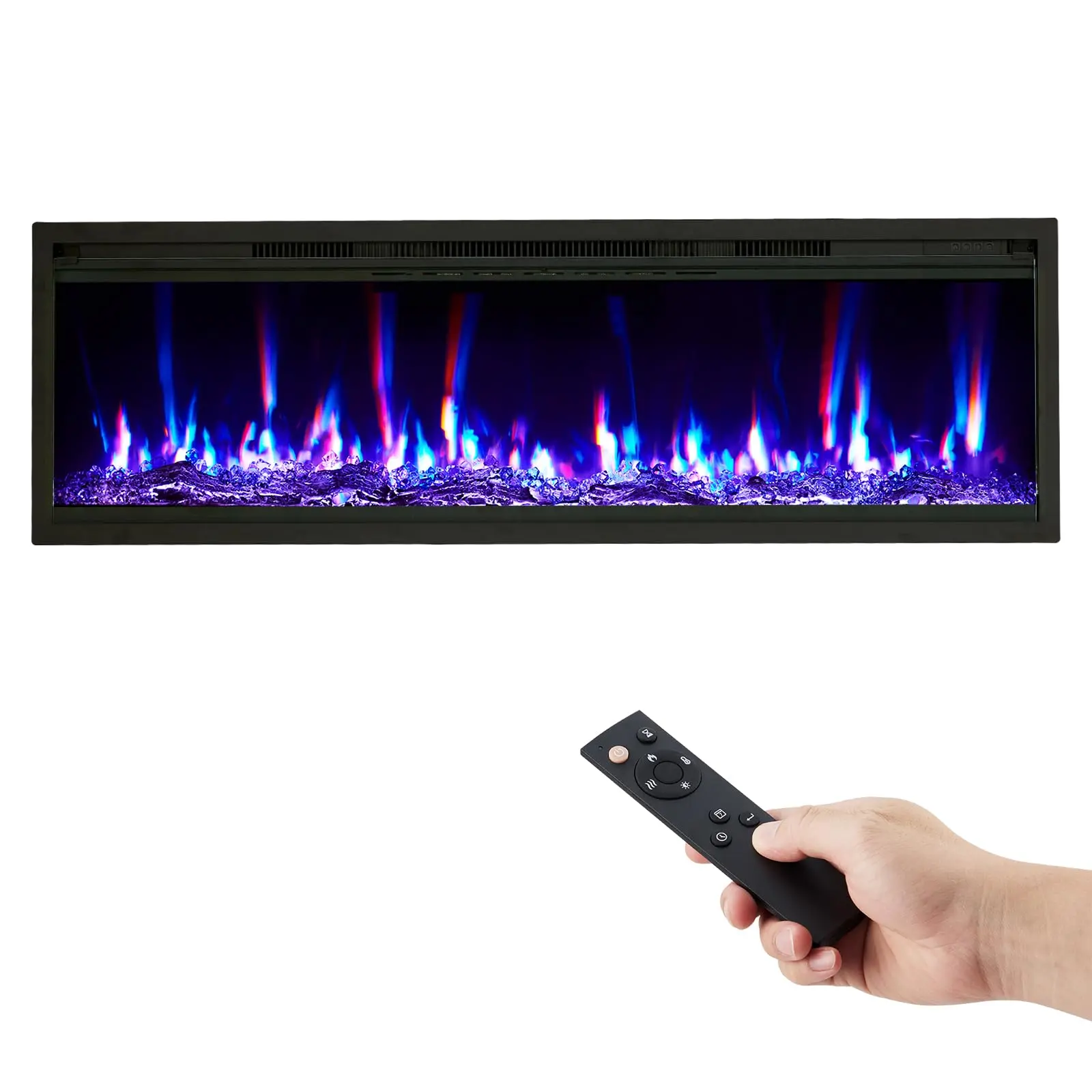 60 Inch Smart WiFi Electric Fireplace Wall Mounted Recessed Linear Heater Works with Alexa Voice Control 750W 1500W Tempered Glass Touch Screen Remote Control Timer for Living Room