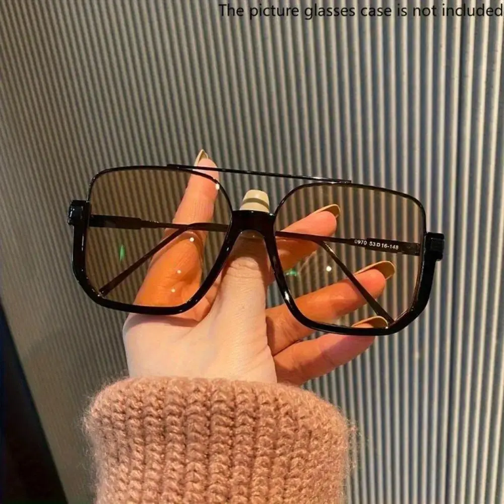 Oversized Unisex Sports Sunglasses, Super Large Square Retro Cat Eye Rectangle AC Lens, Retro Metal Double-Bridge Gold Frame, Night Vision Yellow Tint Driving Glasses for Men Women