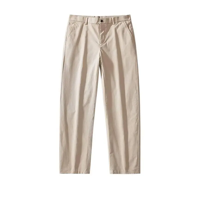 Men's Spring & Autumn Straight Leg Casual Pants, Classic Button Waist Basic Side Pockets, Clean Fit Washed Trousers For Daily Commuting & Smart Casual Wear # CleanfitStyle # FallVibes