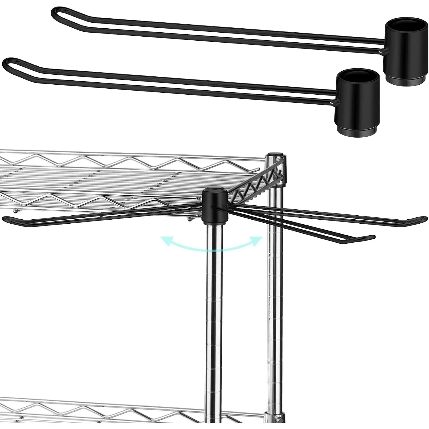 2 count Wire Shelf Hooks  Utility Hook Wire Shelving Accessories Chrome Plated Steel Hanger with a Rubber Cap for  Pots Kitchenware Clothes (Black)