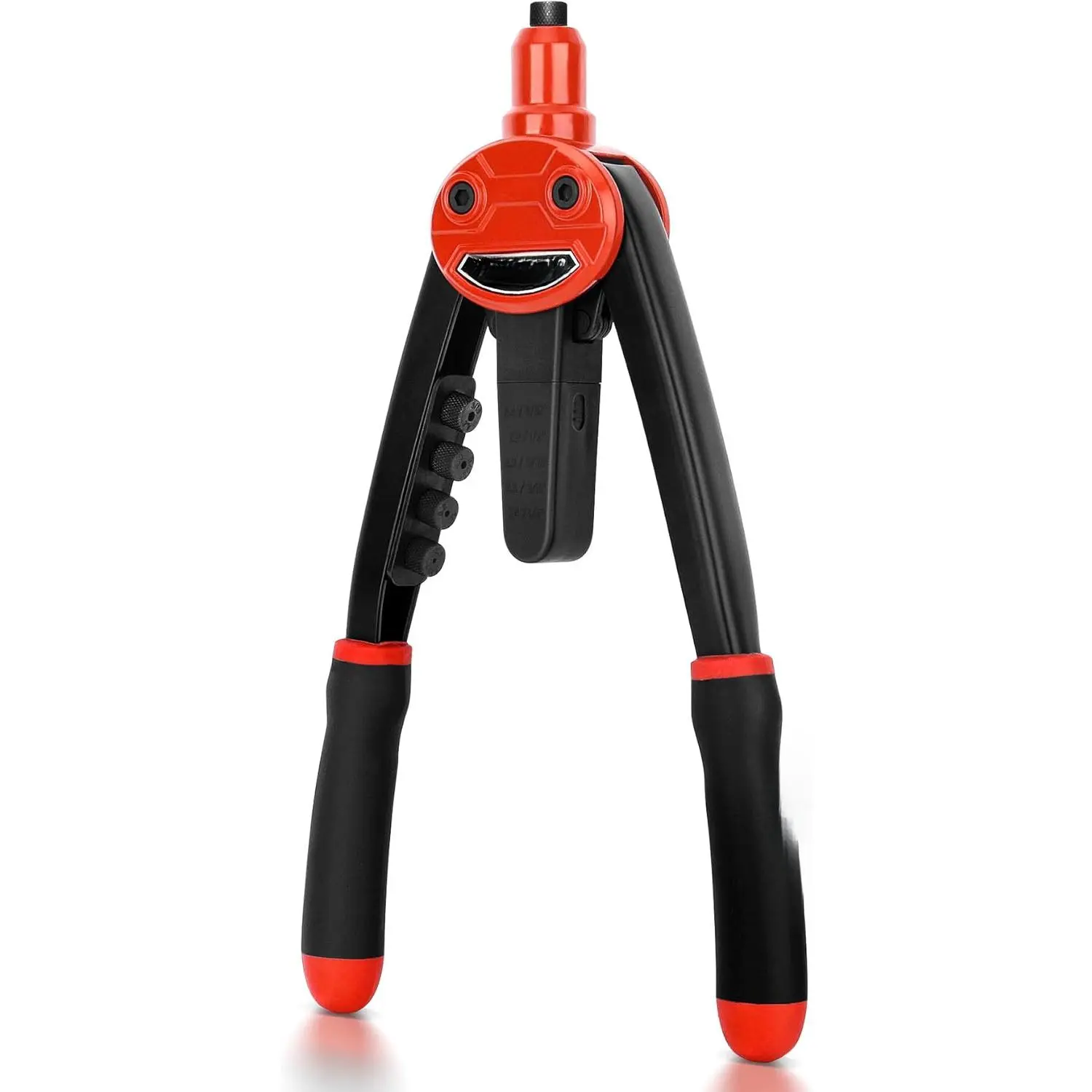 Heavy Duty Rivet Gun, 13" Automatic Rebound Labor-Saving Hand Riveter with 5 Tool-Free Interchangeable Nosepieces for Metal, Aluminum, Steel, HT0387 New Model, Labor-Saving Design