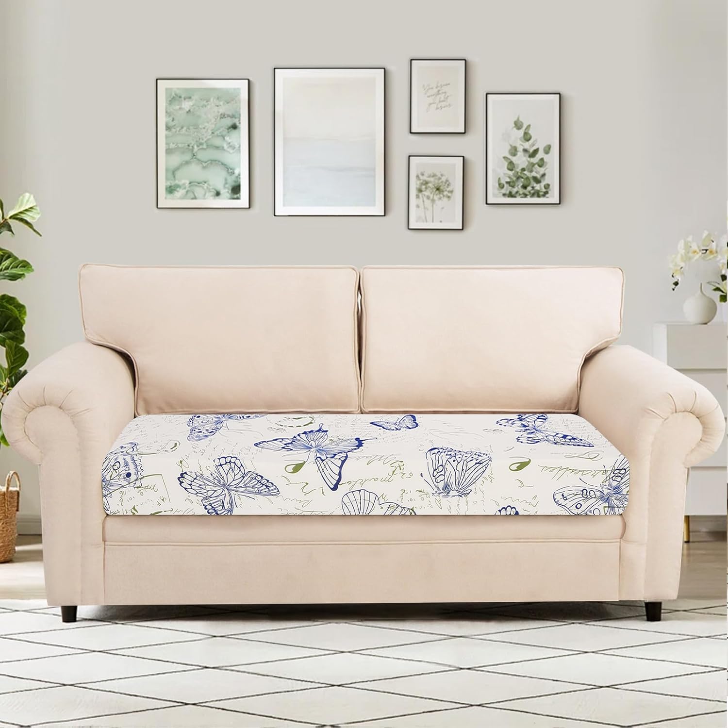 SearchI Stretch Printed Sofa Couch Cushion Covers Replacement Chair Cushion Slipcovers Sofa Seat Cover with Elastic Bottom(Medium, Butterfly Pattern) SearchI Stretch Printed Sofa Couch Cushion Covers Replacement Chair Cushion Slipcovers Sofa Seat Cover with Elastic Bottom(Medium, Butterfly Pattern)