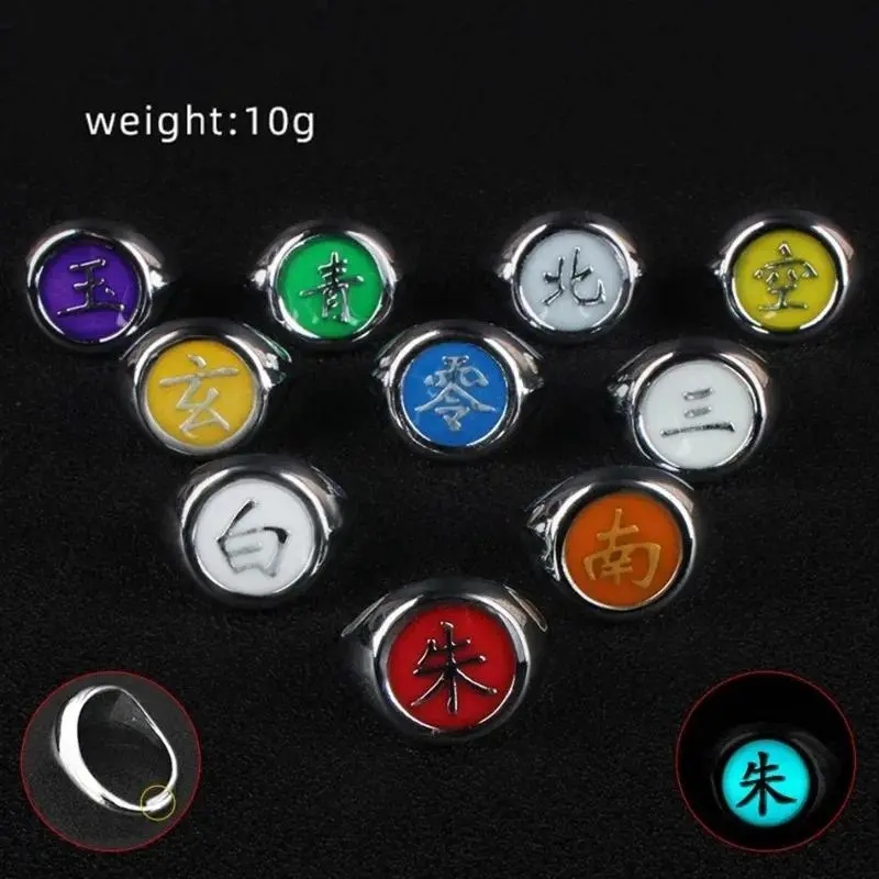 Japanese Anime Cosplay Luminous Ring Akatsuki Ladies Ring Men's Rings Accessories Props Finger Decoration Anillos Itachi Jewlery