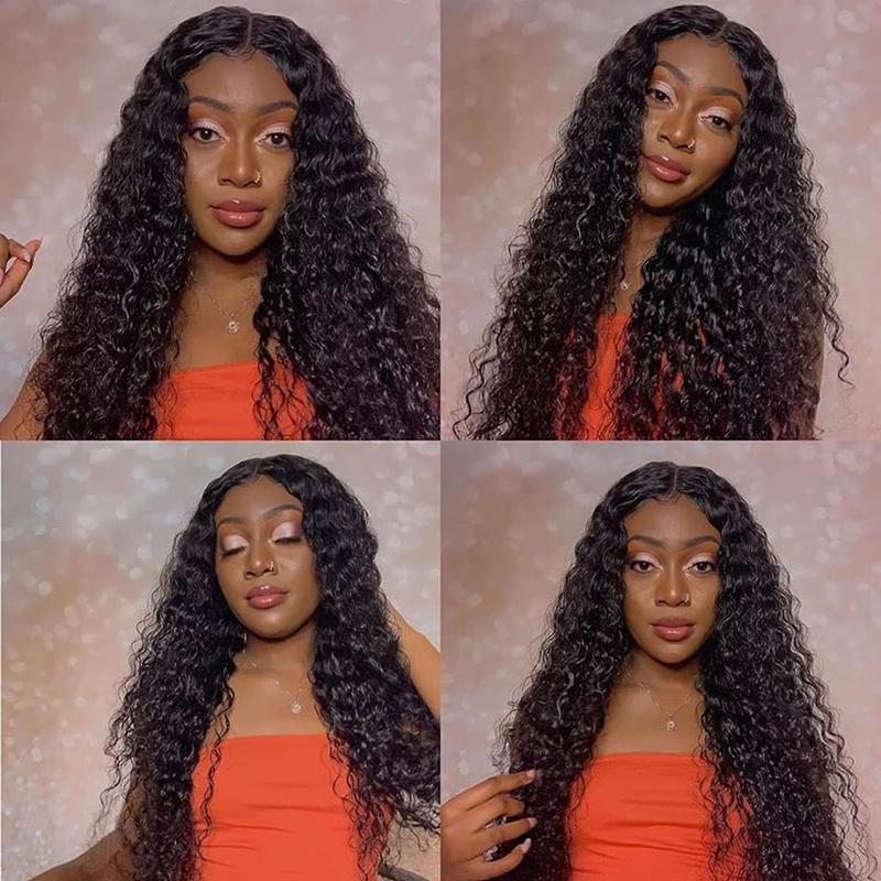 [New In] Bling Hair 13x6 13x4 Glueless Wigs Deep Wave With Drawstring Pre Cut 13x6 13x4 Transparent Lace Frontal Human Hair Wig For Women 180% Density Beginner Friendly