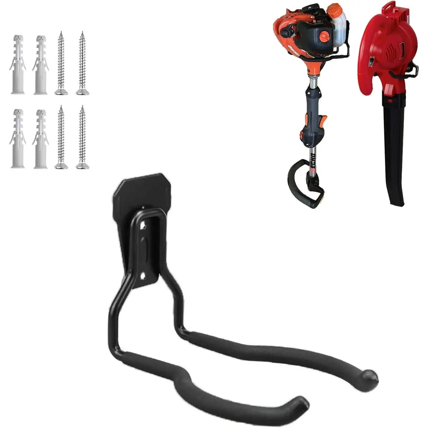 Garden Power Tool Hanger, Garage Wall Hooks, Weedeater Rack, String Trimmer Hanger, Utility Hooks for Garage Tool Organizers and Storage - Black-1 Pcs