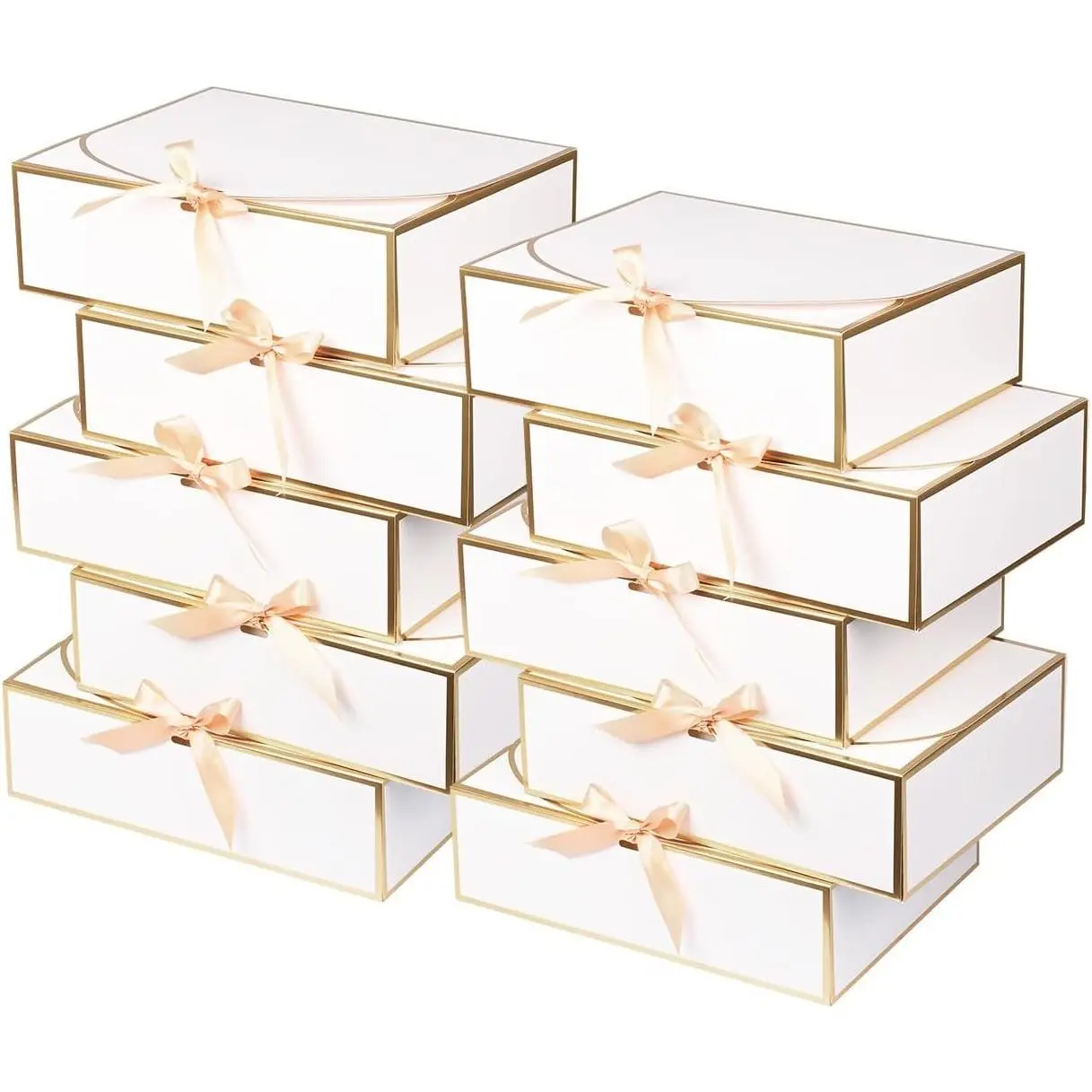 10Pack White  Boxes, 10.6x7.8x3.1Inch Bridesmaid Proposal Box with Ribbons,  Boxes with  for Presents, Mother's Day, Wedding, Birthday Party, Anniversary