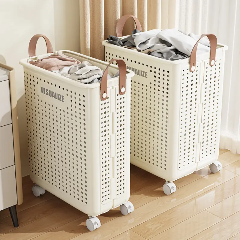 Large Laundry Basket,Collapsible Laundry Bag, Freestanding Tall Clothes Hamper, Foldable Washing Bin,Tall Laundry Basket,Freestanding Laundry Bag with Wheels