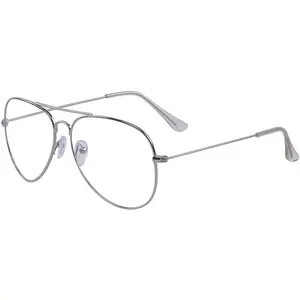 Classic Aviator Non Prescription Metal Frame Clear Lens Glasses for Women Men