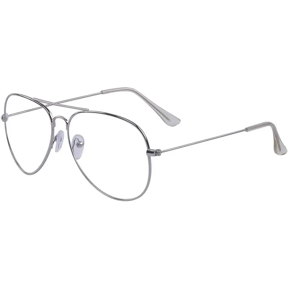 Classic Aviator Non Prescription Metal Frame Clear Lens Glasses for Women Men
