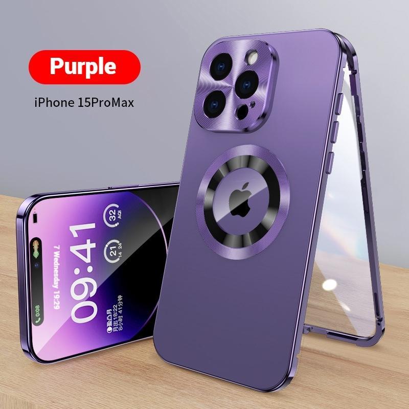 2-In-1 Magnetic Privacy Phone Case with Anti-Spy Screen Protection and Full Metal Bumper, Compatible with iPhone 16/15/14/13/12 Pro Max Plus Series