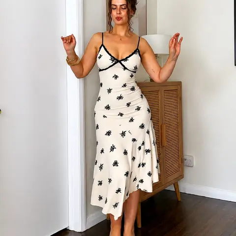 Women's Casual Style, Slim & Fit & Versatile & Comfortable Fabric Design, Perfect for Daily Wear, Stylish Women's Summer Floral Pattern Dress Collection, Elegant Summer Fashion, Womenswear, Asymmetrical Hem