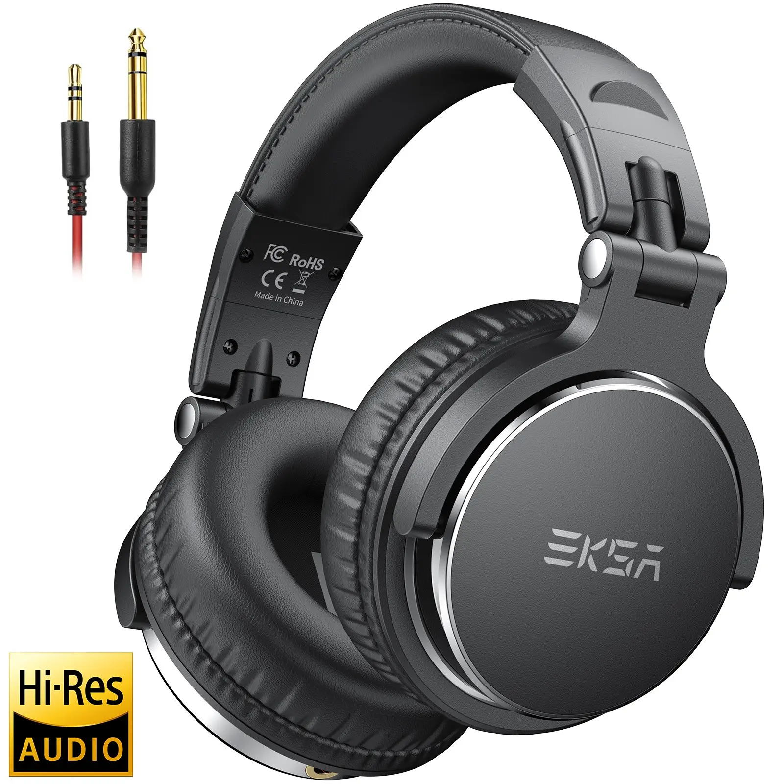 【Biack Friday】Professional Studio Dj Over Ear Headphones with Microphone, High Resolution Audio Mixing Recording Ear Hook, Wired Electronic Audio Headset 3.5/6.35mm Headphone Jack, Suitable for Guitar Amp Podcast Keyboard Laptop Phone #GLOBAL PICKS