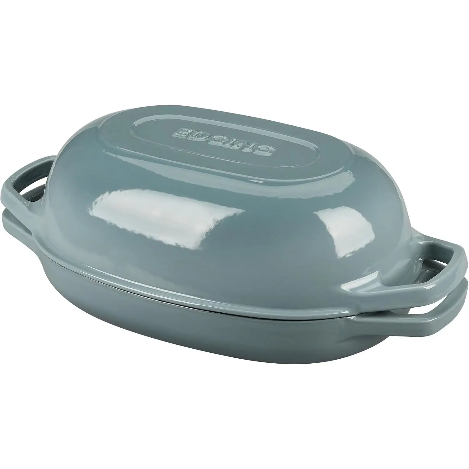 Enameled Cast Iron Oval Dutch Oven Pot with Lid, Dutch Oven for Sourdough Bread Baking, Bread Oven, Bread Dutch Oven, Oval Bread Pan, 5qt, Seasalt