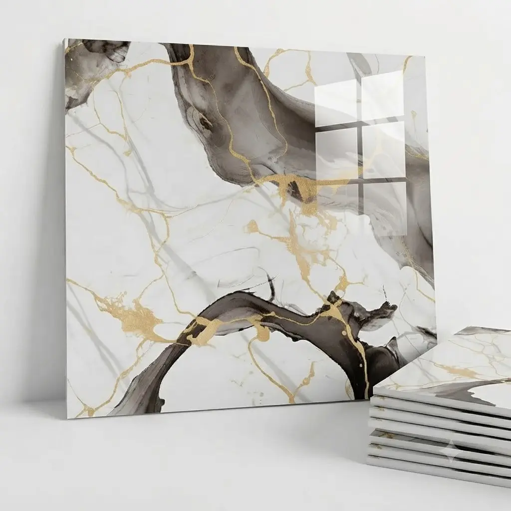 30pcs Self-Adhesive Tile Stickers, Waterproof Marble Tile Backsplash, PVC Wall Panels, Bathroom, Kitchen, Living Room, Shower Tiles
