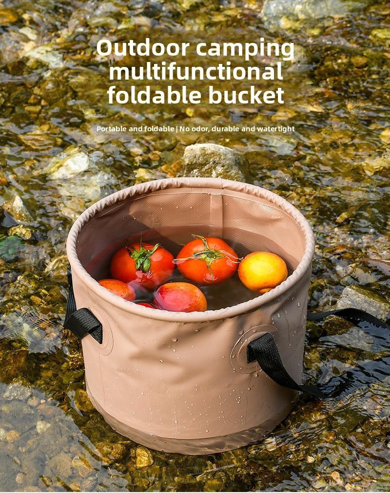 Outdoor camping folding bucket Multifunctional large-capacity portable fishing bucket Storage retractable car storage bucket